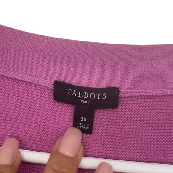 Talbots Womens Plus Size 3X Button Up Cardigan Sweater Light Purple Cotton/Rayon - Picture 3 of 16